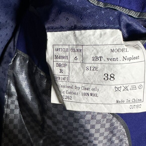 Mantoni Blazer Coat Jacket Men 38R Formal Blue Plain Disco Retro Minimal Party - Picture 5 of 14